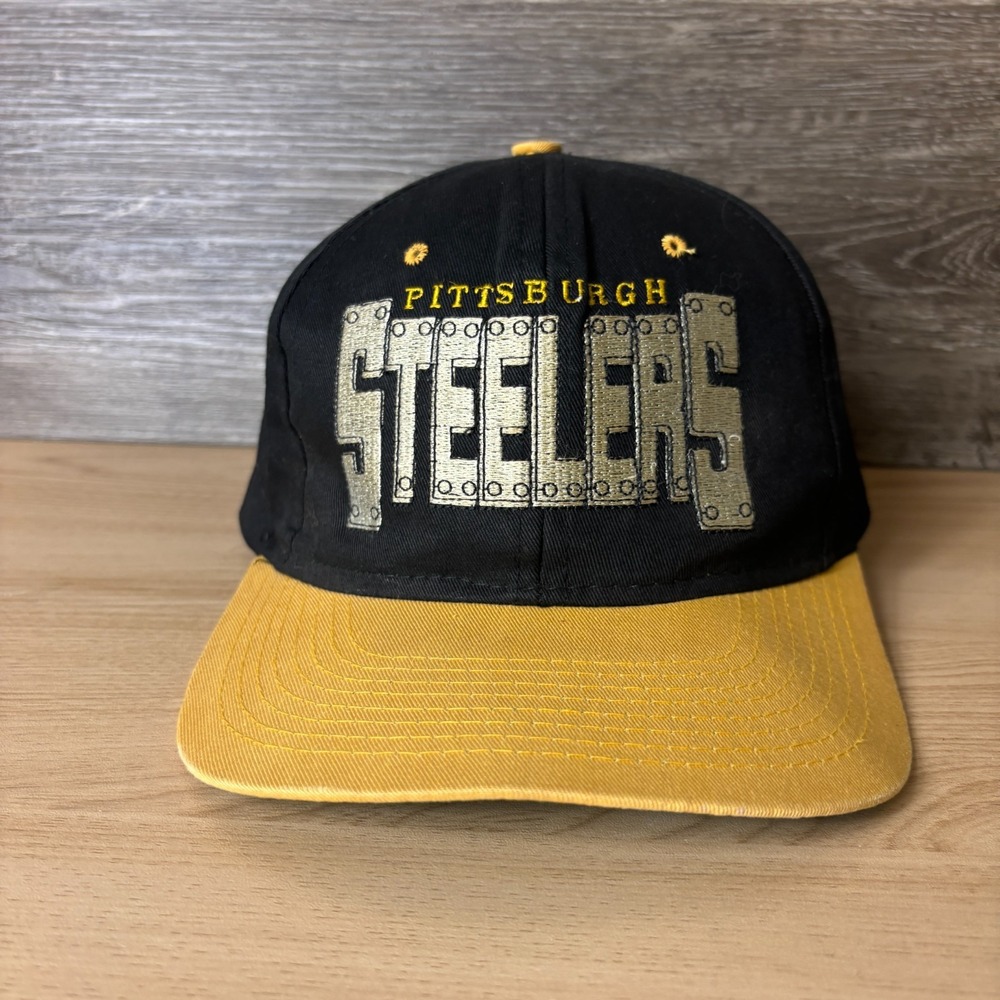 Vintage Pittsburgh Steelers Hat Cap Snap Back Black Yellow NFL Football 90s